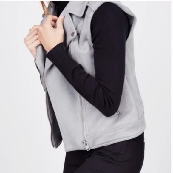 Philosophy Gray Faux Suede Moto Vest Sz L NWT - Picture 16 of 16